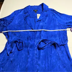 NWT Torrid Royal Blue Jacquard Tie Waist Open Front Trench Coat‎ 2X thumbnail 6