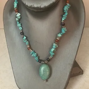 Turquoise like Beaded Necklace thumbnail 1