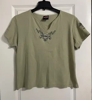Vintage Harley Davidson Barnett El Paso TX Tee Size XL Light Green Made In USA thumbnail 1