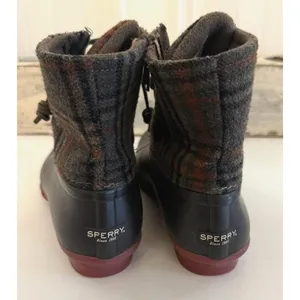 Sperry Duck Boots Womens Size 9.5‎ Plaid Wool Saltwater Gray Waterproof STS95922 thumbnail 2
