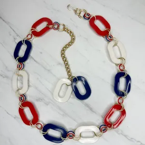 Vintage Red White Blue Plastic Chain Belt Medium/Large (M/L) ✨ thumbnail 1