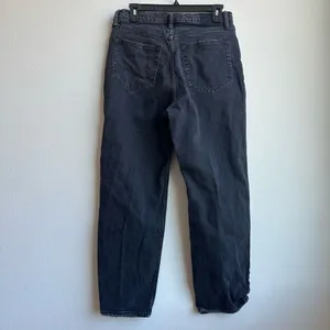 Abercrombie & Fitch The Dad High Rise Straight Black Button Fly Jeans Size 28/6 thumbnail 6