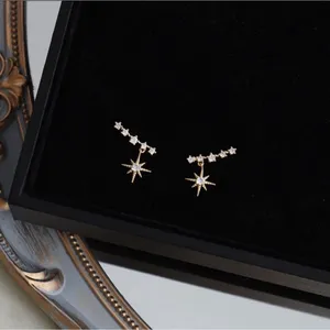 Gold Starburst CZ Drop‎ Earrings Dainty Celestial Earrings New thumbnail 2