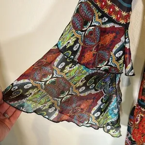Venus Boho Print Ruffle Mini Dress Size XS Gypsy Hippie Summer Resortwear Vacay thumbnail 5