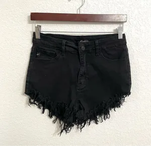 KanCan Womens Shorts Black Cutoffs Distressed Stretch Size 28 thumbnail 1