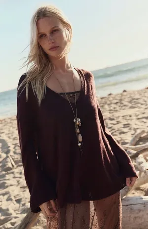 Free people Isadora reversible sweater tunic decadent $68 thumbnail 1