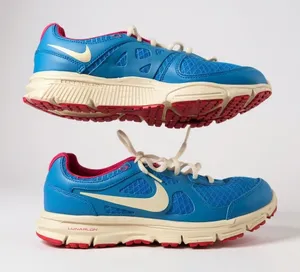 Nike Lunarlon‎ Running Shoes Blue Silver Hot Pink White 488164-400 Womens Sz 9 thumbnail 1