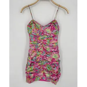 For Love and Lemons‎ Julien Cami Mini Dress XS Pink Floral Ruched Bodycon Cutout thumbnail 4
