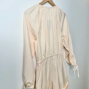 NWT J. Crew Cotton Poplin Tie Sleeve Button Front Romper Pink Orange Cream Small thumbnail 8