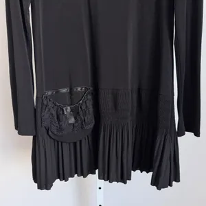 Betty Bop Lagenlook Quirky Lace Pocket Pleated Tunic Top‎ M Black thumbnail 3