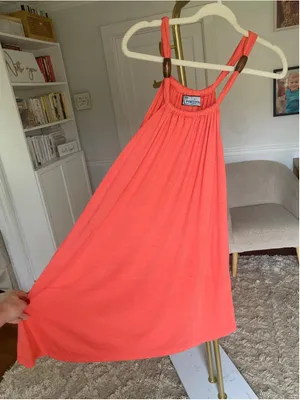 Portocruz Coral‎ Sleeveless Mini Dress Pockets Resort Beach Cover Up Vaca Boho M thumbnail 2