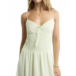 AE V-Neck Smocked Bodice Midi Dress American Eagle Lime NWT Small thumbnail 2