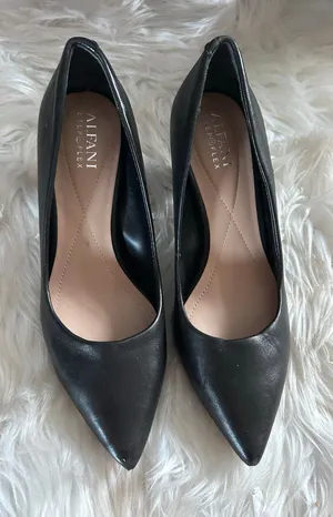 Alfani black chunky heel pointed toe size 6 stylish work wear leather thumbnail 1