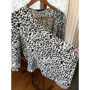maurices Women's L Black White Animal Print 3/4 Sleeve Pullover Blouse thumbnail 5