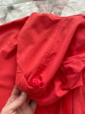 Orange Coral Hooded Full Zip Lined Pockets Logo Windbreaker, size M thumbnail 10