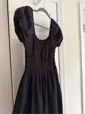 Sunday Best Aritzia Black Smocked Puff Sleeve Mini Dress XS thumbnail 6