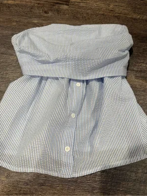 Poeselle Striped Strapless Top White thumbnail 2
