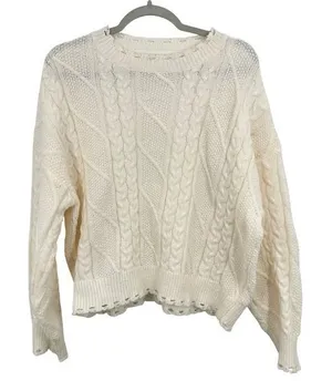 Le Lis Collection Cozy Soft Cream Cable Knit Sweater Medium Pullover‎ thumbnail 1