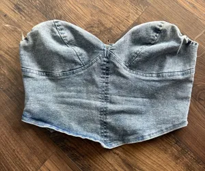 denim tube top Blue Size L thumbnail 1
