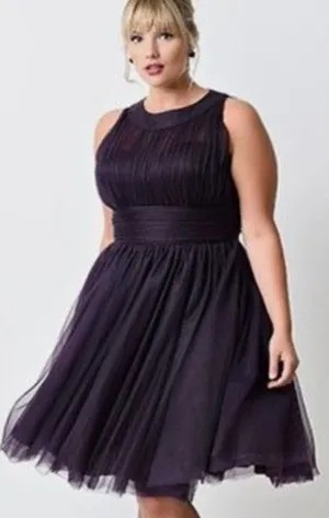 Unique Vintage Womens Sz Medium Tulle Swing Dress Knee Length Mesh Occasion thumbnail 1
