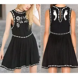 Free People Birds of a Feather‎ Embroidered Floral Skater Dress Size 2 thumbnail 2