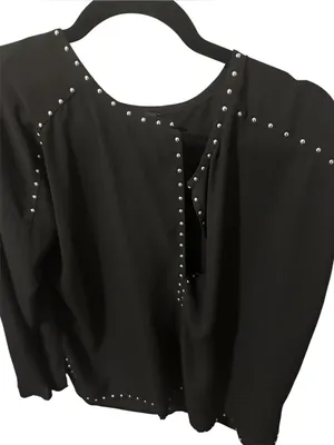 Express Black Stud-Trim Long-Sleeve Women’s Top thumbnail 3