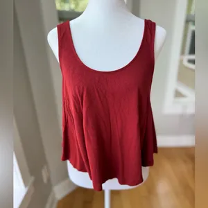 American Eagle Outfitters Rusty Red Low Scoop Back Loose Fit Crop Tank Sz Small thumbnail 2