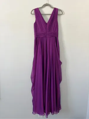 JS Collections Purple Sleeveless Chiffon V Neck A Line Formal Maxi Gown 6 thumbnail 6