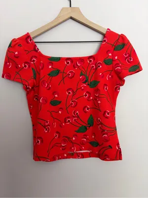 Maeve Anthropologie Red Square Neck Crop Top Small thumbnail 3
