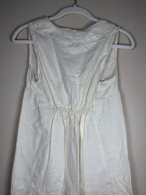 NWT MSSP/ MAX STUDIO Cream Linen Embroidered Sleeveless Dress Sz XS Sheath thumbnail 8