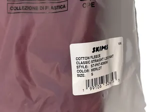 Skims Cotton Fleece Classic Straight Leg Pant Merlot Small new with tags thumbnail 6