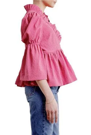byTiMo Bubble Wrap Blouse in Pink Size XS thumbnail 3