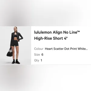 lululemon Align No Line High-Rise Short 4" - Heart Scatter Dot Print White Black thumbnail 3
