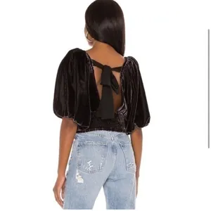 Free People Marie Velvet Open Back in Black thumbnail 2