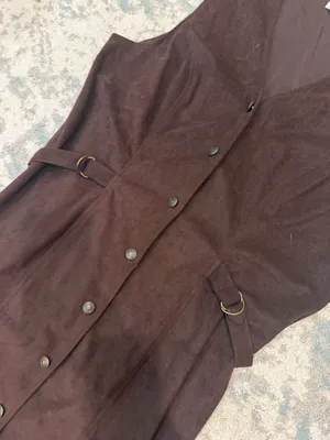 KDK Designs Vintage Brown Faux Suede Button Front Dress Size 14 thumbnail 3