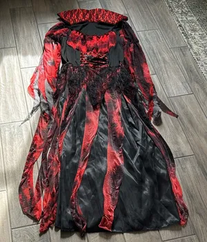 Red and Black Gothic Dress Halloween costume thumbnail 1