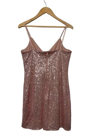 Lulus Party in Style Sequin Sleeveless Mini Lined V Neck Dress Light Pink XL thumbnail 6