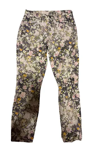 Madewell Floral Print Straight-Leg Pants in Gray, Pink, Yellow, Green thumbnail 1