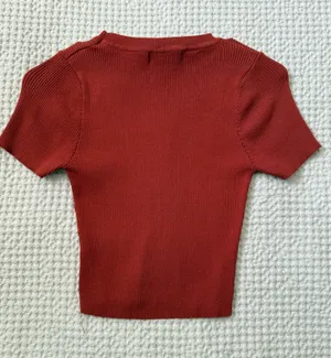 Lulus Rust Red Ribbed Cropped Top thumbnail 3