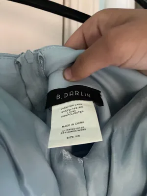 B. Darlin Light Blue Satin Fit-and-Flare Mini Dress thumbnail 3