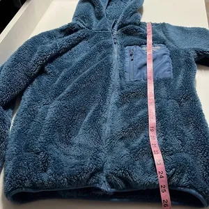 Blue‎ sherpa hoodie faux fur front pockets comfy small sherpa hoodie zip jacket thumbnail 4