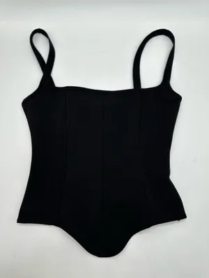 ZARA NWT Black Corset Tank Top Size Small | Square Neck Stretch Bustier Cami thumbnail 5