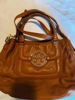 Tory Burch Brown Leather Shoulder Bag with Gold Logo thumbnail 1