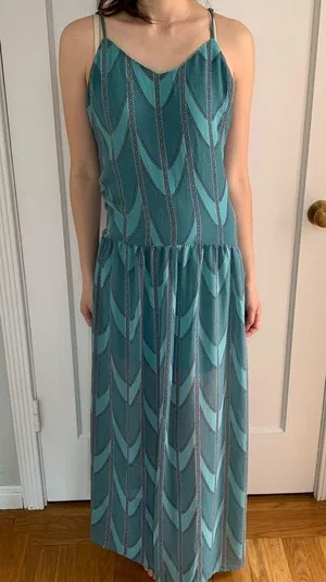 Forever 21 Mint Sage green & black paisley chain print maxi dress thumbnail 4