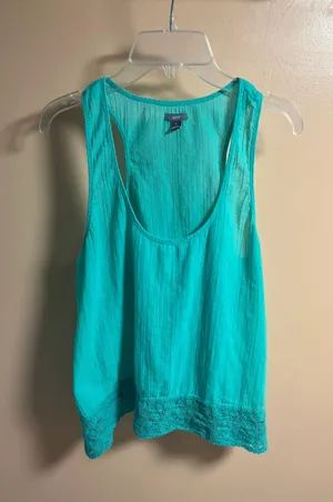 Mint Tank With Crochet/lace Bottom thumbnail 1