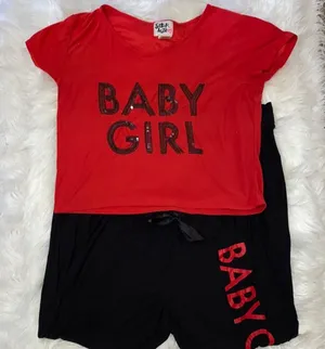 Charlotte Russe Red and Black Babygirl Sequin Print Pajama Set thumbnail 1