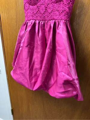 Angel Biba Embroidered Lace Top Bubble Hem Sleeveless Mini Dress Pink Small NEW thumbnail 10