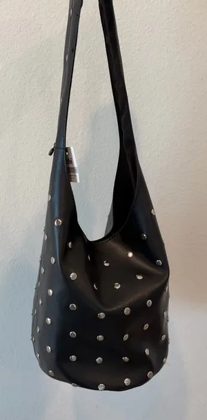 Cotton On Black Studded Hobo Shoulder Bag- NWT thumbnail 1