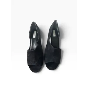 Cole Haan Bethany Open Toe Pump 7 Black Suede d'Orsay Stiletto Heels thumbnail 2
