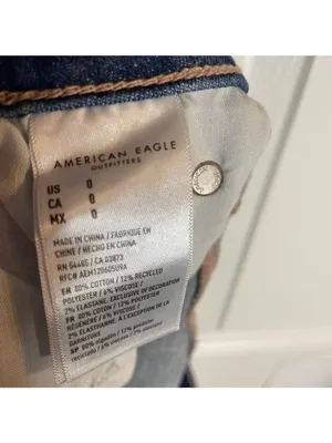 NEW American Eagle Outfitters Blue Distressed Ripped Jean Shorts Size 0 thumbnail 7